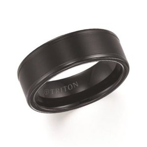 8mm Black Tungsten Matte Center with Polished Edges Comfort Fit Gents Band