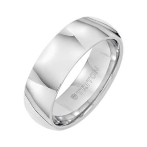 7mm White Tungsten Carbide Bright Polish Domed Comfort Fit Gents Band