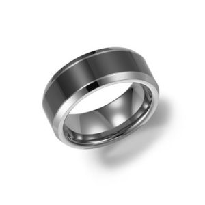 8mm Tungsten Carbide Comfort Fit Gents Band With Ceramic Inlay