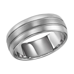 Brushed 8mm Sized Domed Comfort Fit Band with Brushed Finish Center and Bright Polished Edges Gents Band
