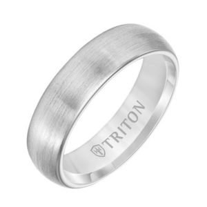 6mm White Tungsten Carbide Ring with Satin Finish and Rolled Edge Gents Band