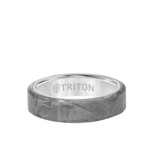 6mm White Tungsten Base with Bevel Edge Meteorite White Tungsten (Primary) and Meteorite