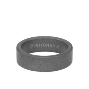 7MM Tungsten Raw Ring - Sandblasted Matte Finish and Flat Edge