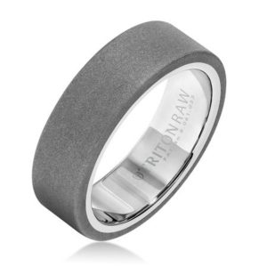 7mm Raw Shine Flat Profile with Raw Matte Finish and High Shine White Nano-Tech Coating Inside Gents Ring