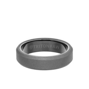 6MM Tungsten Raw Ring - Sandblasted With Black Inside Shine and Bevel Edge