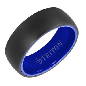 8mm RAW Tungsten/Blue Ceramic Inside Gents Band