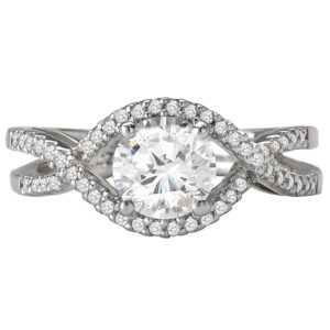 Split Shank Twist Ring with Round Diamond Accents in 14kt White Gold