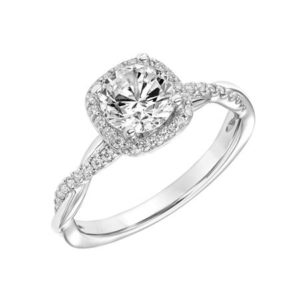 Frederick Goldman Halo Engagement Ring with Twist (center stone not included)