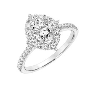 Frederick Goldman Oval with Marquise Style Halo with Diamonds on Shoulders (center stone not included)