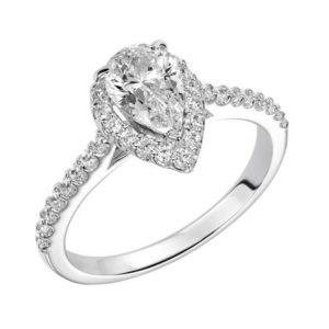 Frederick Goldman This timeless engagement ring features a diamond exquisitely enhanced with a prong set diamond halo and band (center stone not included)