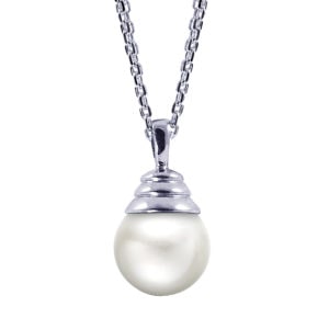 Imperial Pearl 18" 5 Strand 925 13-14MM White Winsdor Fresh Water Pearl Beehive Pendant