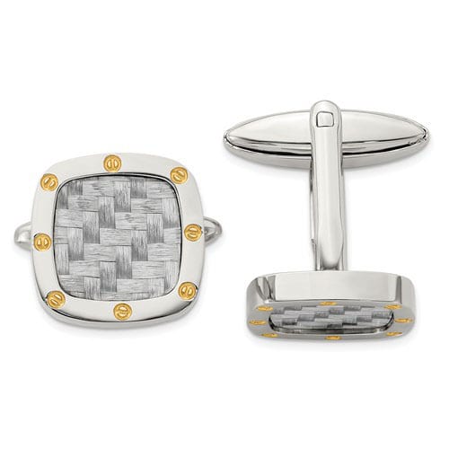 Chisel Stainless Steel Polished Carbon Fiber Cufflinks