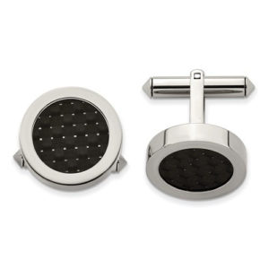 Chisel Titanium Black Carbon Fiber Cufflinks