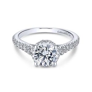 Gabriel and Co. Graduated Shoulder Diamond Head and Gallery Semi-Mount Engagement Ring