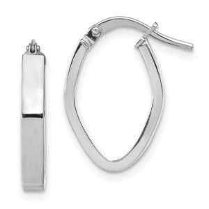 Leslie's 14k White Gold 3mm Polished Oval Hoop Earrings