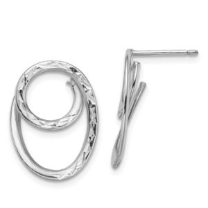 Leslie's 14k White Gold 3mm Polished Oval Hoop Earrings