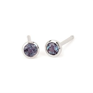 Ostbye 3.5 Mm Created Alexandrite Bezel Stud Earrings Created Alexandrite Earrings