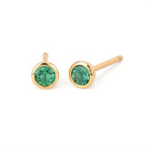 Ostbye 3.5 Mm Created Emerald Bezel Stud Earrings Created Emerald Earrings