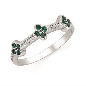 Ostbye 1/4 Tgw. Emerald And Diamond Flower Fashion Ring In 14K Gold (Includes 0.06 Ctw. Diamonds)