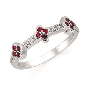 Ostbye 1/4 Tgw. Ruby And Diamond Flower Fashion Ring In 14K Gold (Includes 0.06 Ctw. Diamonds)