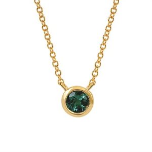 Ostbye 3.7Mm Created Emerald Bezel Pendant With 18" Chain