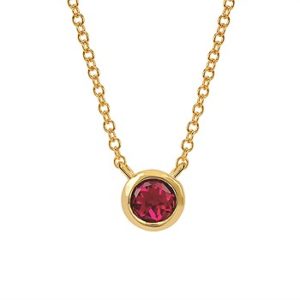 Ostbye 3.7Mm Created Ruby Bezel Pendant With 18" Chain