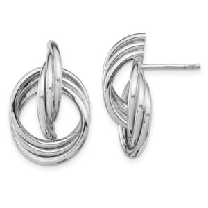 Leslie's Sterling Silver Rhodium-plated Polished and Brushed Oval Hoop Earrings