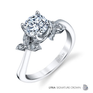 Gleaming vines of high polished gold climb towards diamond petals, presenting a sparkling center stone set in the LYRIA SIGNATURE CROWN. Center stone not included. *This item is clearance and is sold as is. This item is being sold in store as well as on the website. Availability is subject to change.