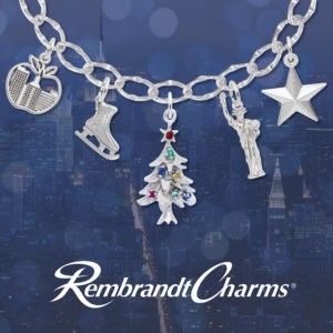 Silver charm bracelet with holiday charms
