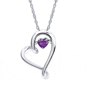 Ostbye Shimmering Diamonds® Heart Pendant With 4Mm Amethyst Birthstone In Sterling Silver