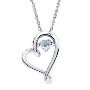 Ostbye Shimmering Diamonds® Heart Pendant With 4Mm Aqua Birthstone In Sterling Silver