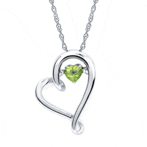 Ostbye Shimmering Diamonds® Heart Pendant With 4Mm Peridot Birthstone In Sterling Silver