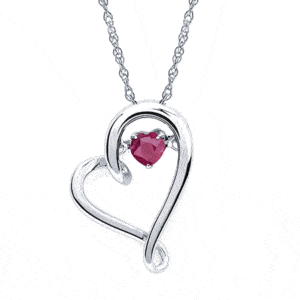 Ostbye Shimmering Diamonds® Heart Pendant With 4Mm Ruby Birthstone In Sterling Silver