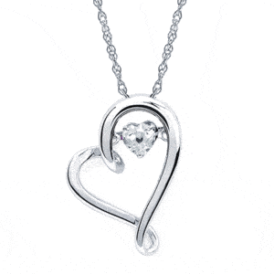 Ostbye Shimmering Diamonds® Heart Pendant With 4Mm White Sapphire Birthstone In Sterling Silver