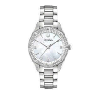 Sutton Ladies Slim watch - stainless steel case set with 16 diamonds and mother of pearl