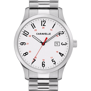 Men's Bulova Timeless design, wear-with-everything style. Complete with easy-to-read bold 24-hour design and three-hand date feature on matte white dial. Stainless steel case and comfort-fit expansion bracelet are the finishing touches on this classic watch.