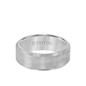 Triton 8mm Tungsten Carbide Ring-Satin Finish Center and Bevel Edge