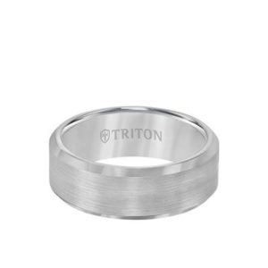 Triton 8mm Tungsten Carbide Ring-Satin Finish Center and Bevel Edge