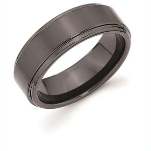 Ostbye 7mm Black Ceramic Band With Raised Center