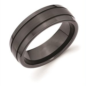 Ostbye 7mm Men's Black Ceramic Band With Double Channel Accent