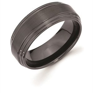 Ostbye 8mm Black Ceramic Band With Raised Center