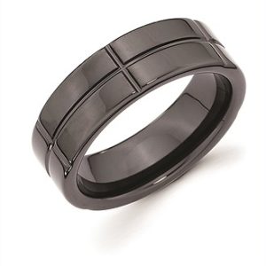 7Mm Ceramic Band With Cross Channel Accent