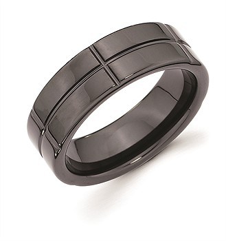 7Mm Ceramic Band With Cross Channel Accent