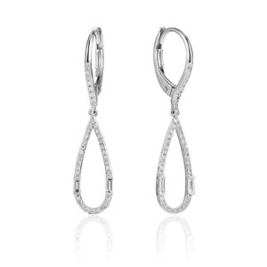 .31ctw 14ktw dangle diamond earrings with double baguette
