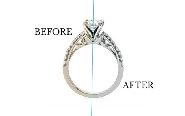 Clean, polish and re-Rhodium before and after pic