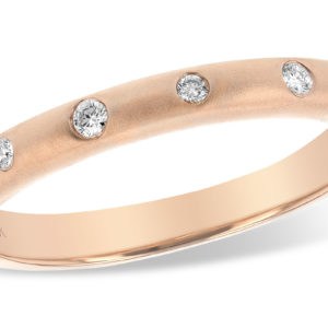 Ladies 14kt Rose Gold Wedding Band with .09ctw in diamonds inset in band