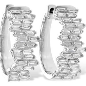 Allison Kaufman 14kt .70ctw Baguette Diamond Huggie Hoops