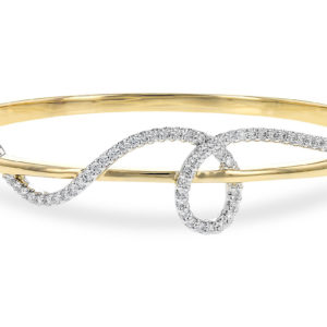 Allison-Kaufman 14kt Two Tone .75ctw Diamond Bangle Bracelet with a Swirl of Diamond Design