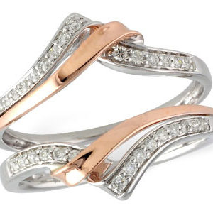 Allison Kaufman .23ctw 14kw and rose high polish accent bypass style ring guard