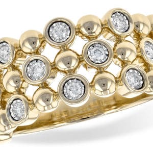 Allison Kaufman .25ctw 14kt 3 Row Bezel Set Diamond Fashion Ring